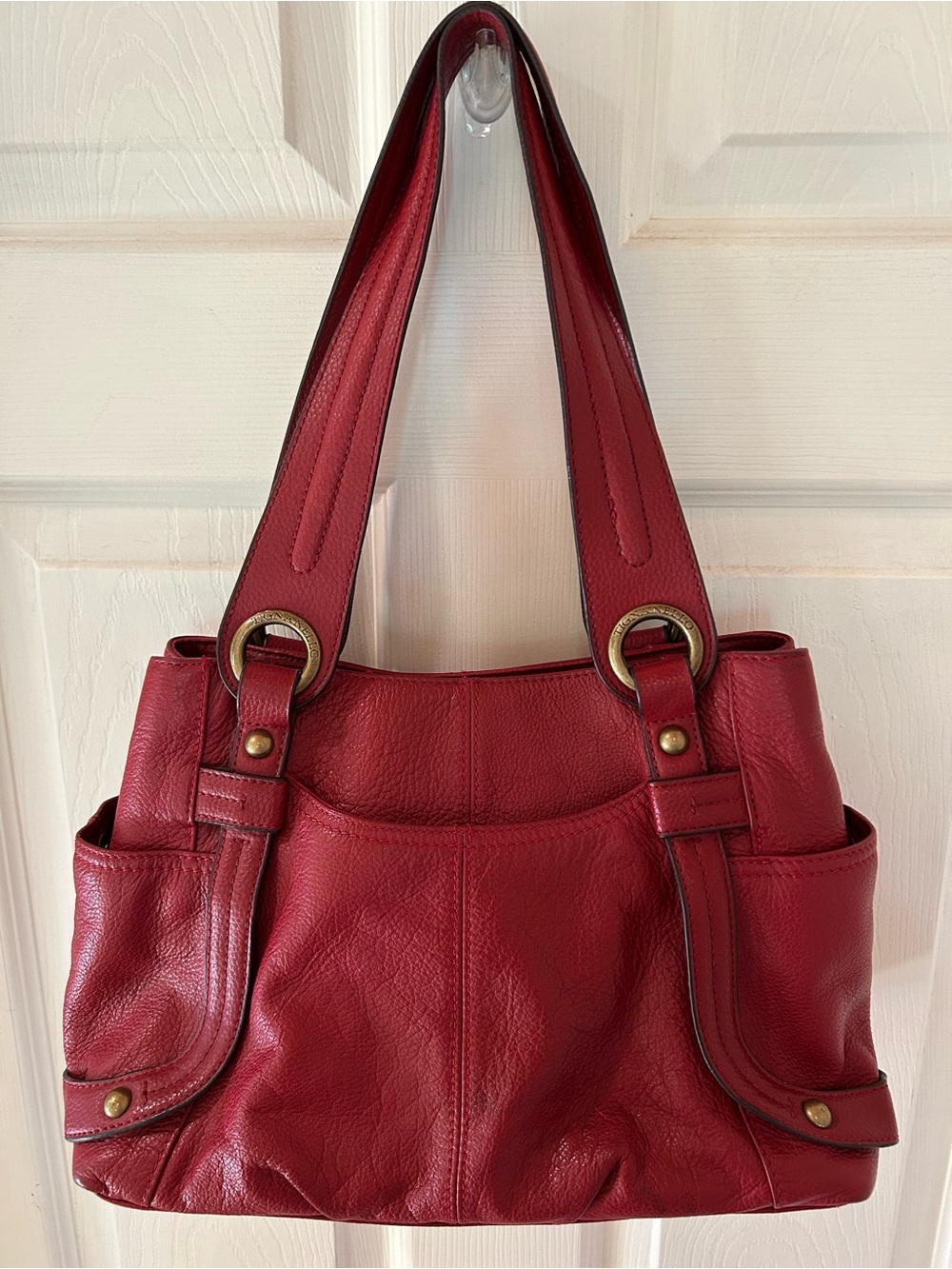 Genuine Leather Tignanello Burgundy Leather Tote Shoulder Bag 14.50”w 9”deep